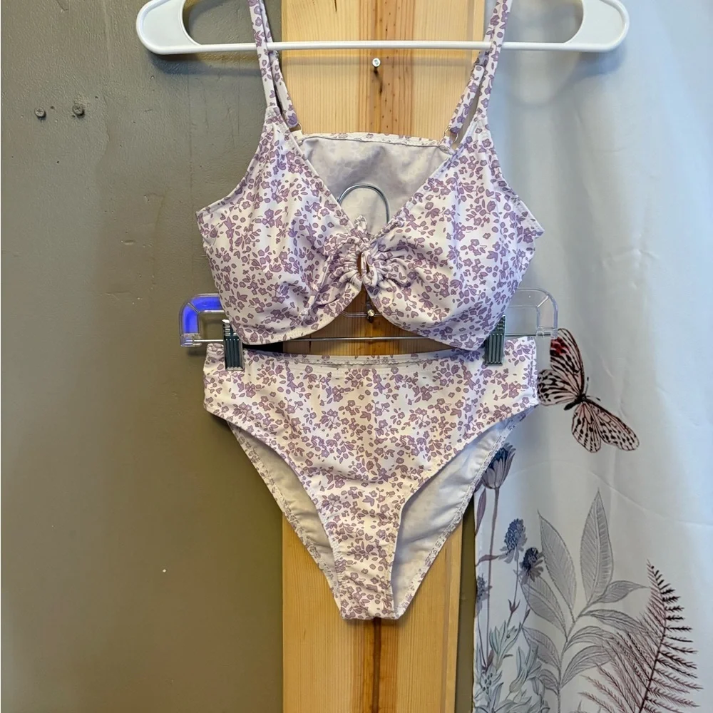 Lilac Floral Kids Bikini Set